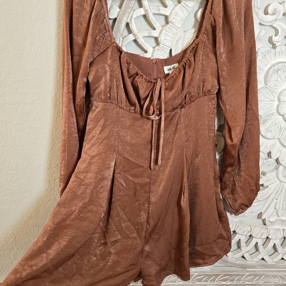 Lane 201 Women’s Metallic Brown Puff Sleeve Long Sleeve Romper Size M - Picture 5 of 8